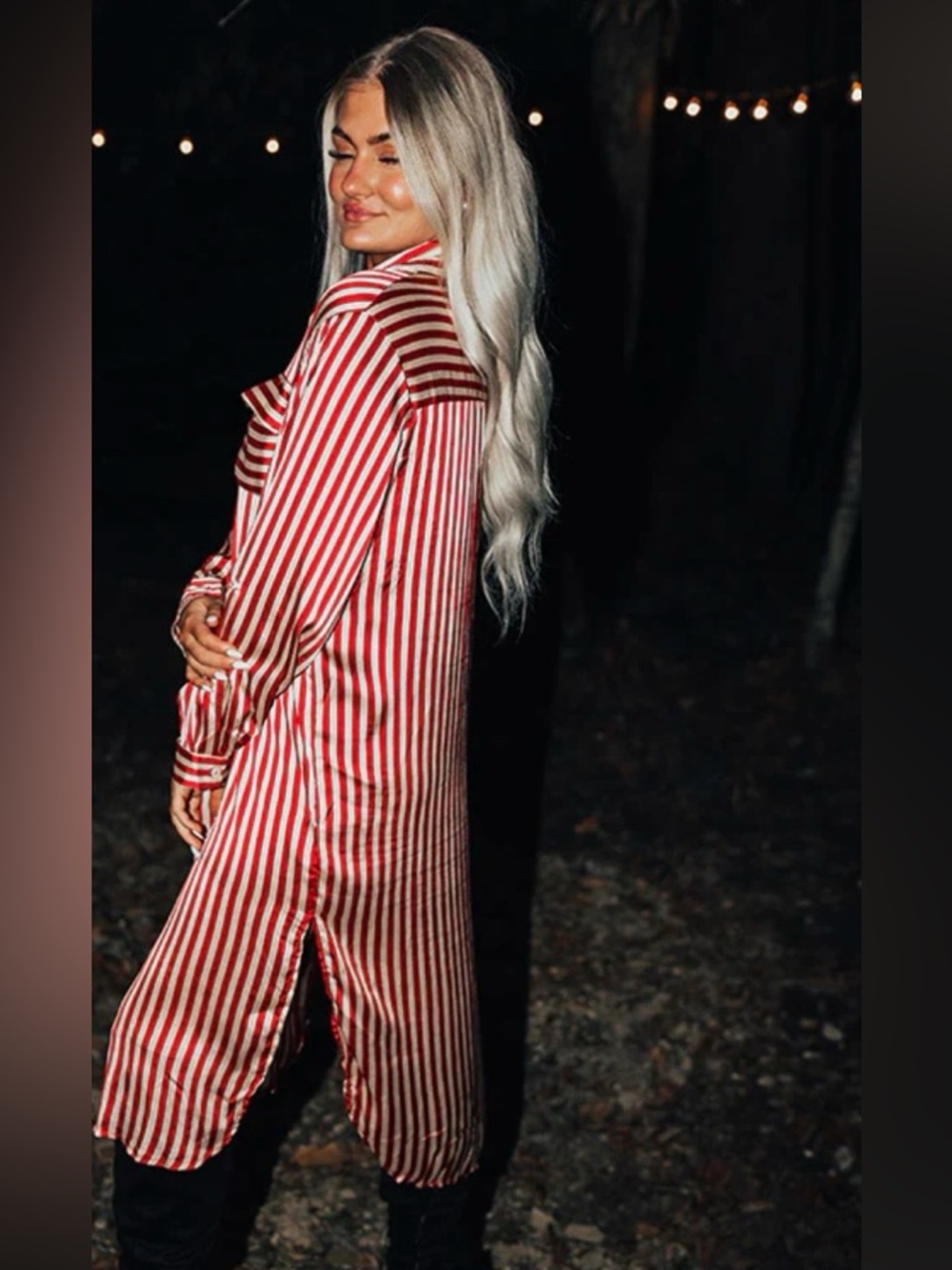 Clean Slate Stripe Midi In Red. - Picture 6 of 8